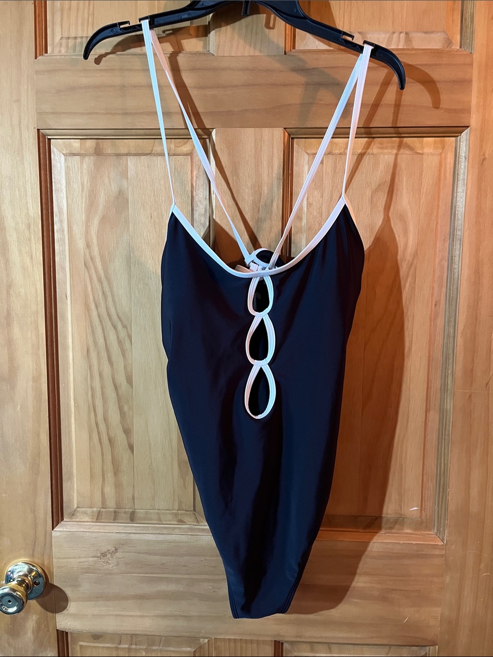 No Boundaries Black One-Piece Swimsuit with White Trim